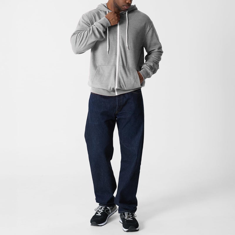 Ohoo Men's Zip Up Hoodie Lightweight Slim Fit Sweatshirt Full Zip Hooded Jacket / DCF002-GREY-L - Image 4